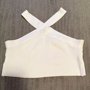 SHEIN White Ribbed Cross-Strap Crop Top